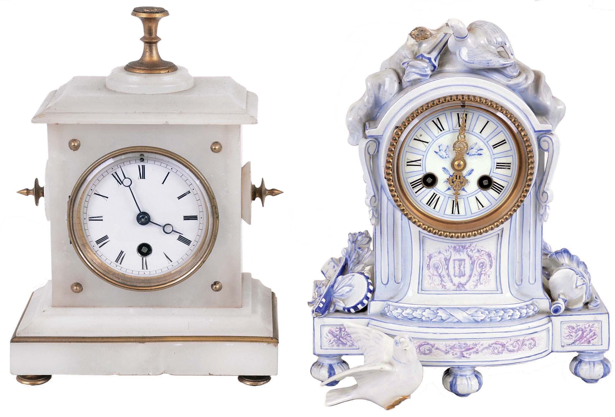 Clocks- 5 (Five) French 8 day: late Morbier hanging 2-weight clock with ornate pressed-brass pendulum, anchor escapement; — Antique Clocks Price Guide