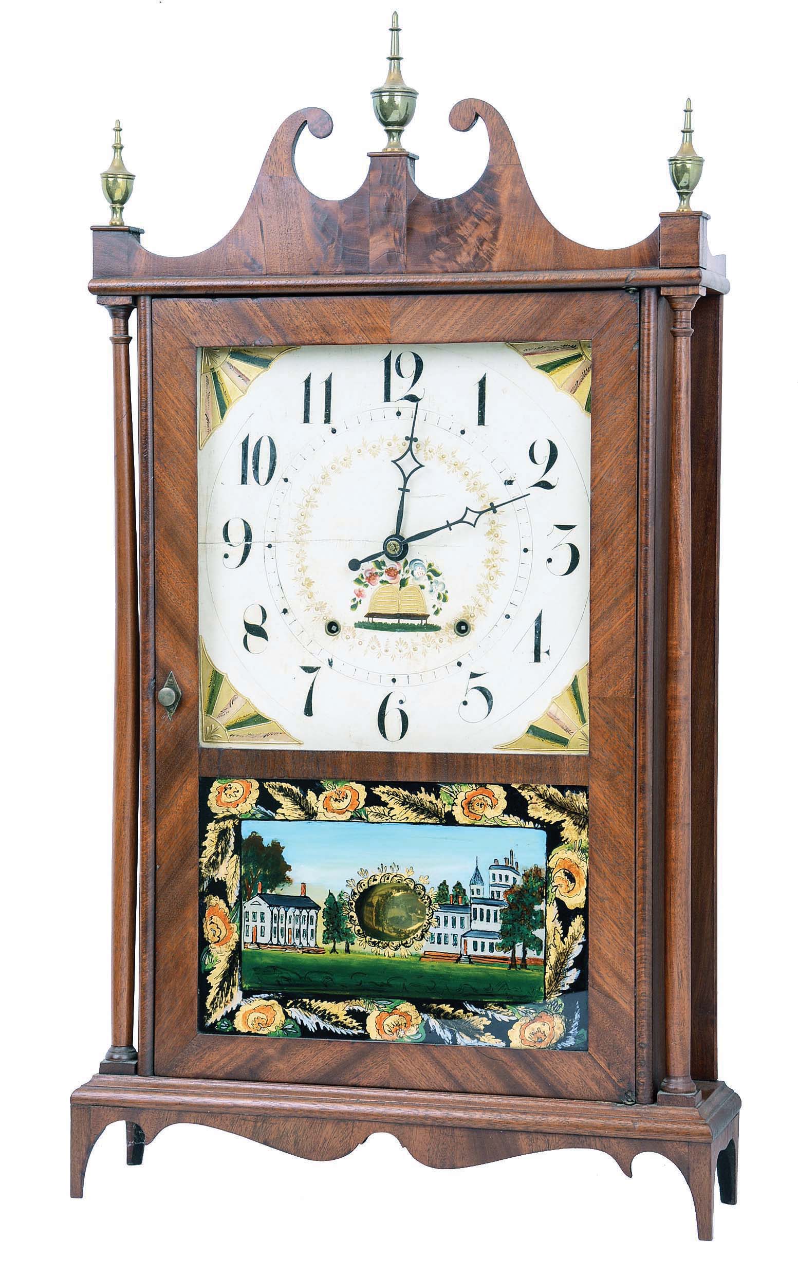 Seth Thomas, Plymouth Hollow, Conn., 30 hour, time and strike weight wood movement pillar and scroll shelf clock. — Antique Clocks Price Guide