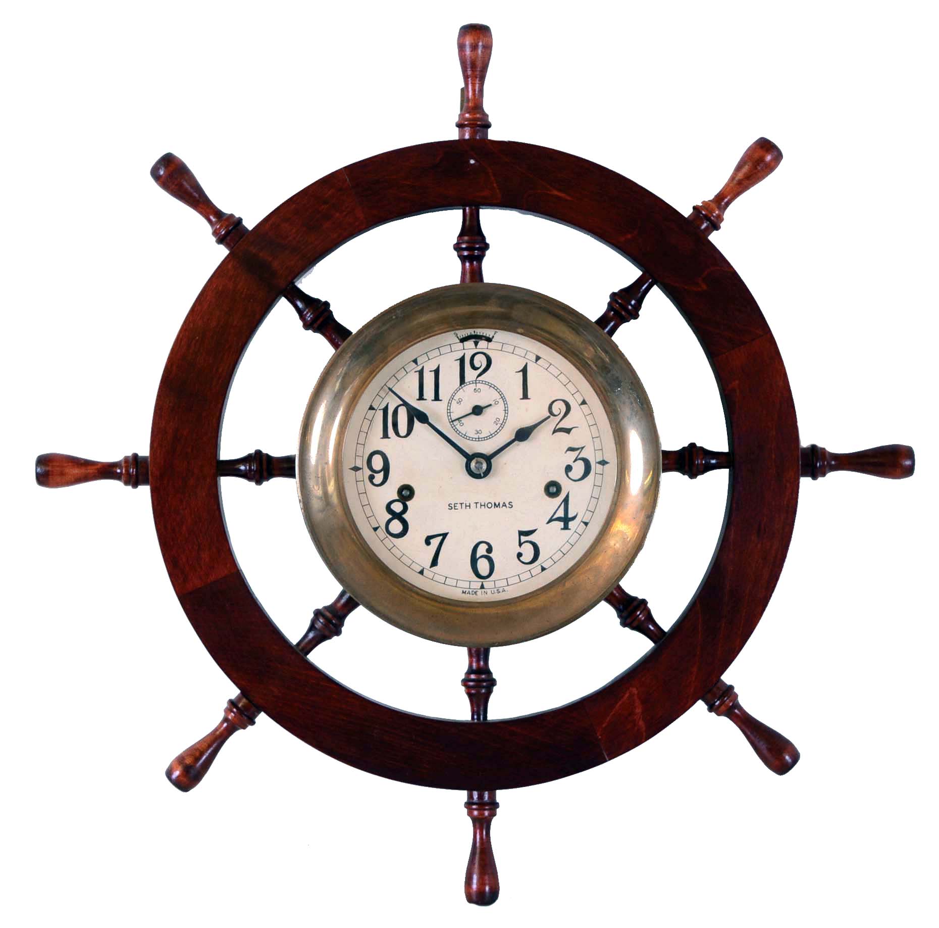 Seth Thomas Clock Co., Thomaston, Conn., 5" Dial., 8 days, spring brass lever movement engine room brass cased timepiece. — Antique Clocks Price Guide