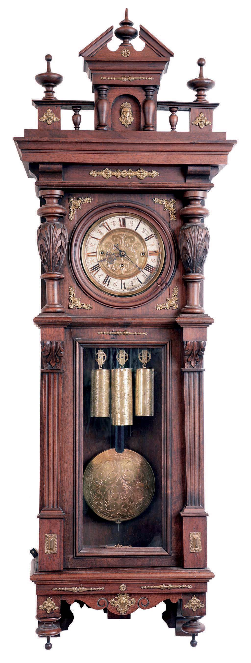 German "Remember OVRM CO" 3 Weight Grand Sonnerie Walnut 8 Day Vienna Regulator. — Antique Clocks Price Guide