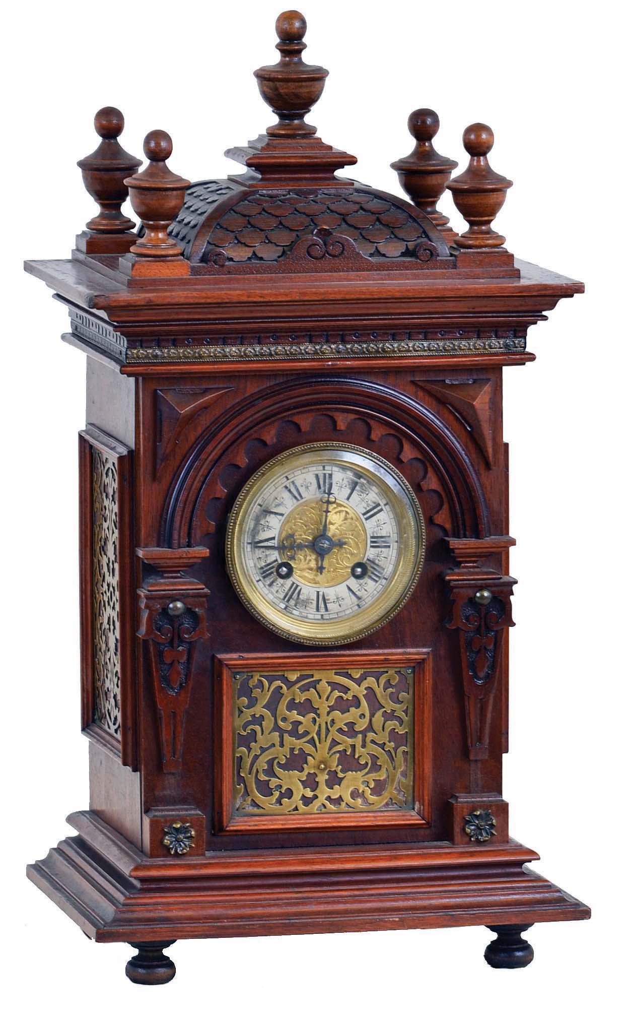 German, Lenzkirch, 8 days, time and strike spring brass movement mantel clock. Serial No. 558693 — Antique Clocks Price Guide