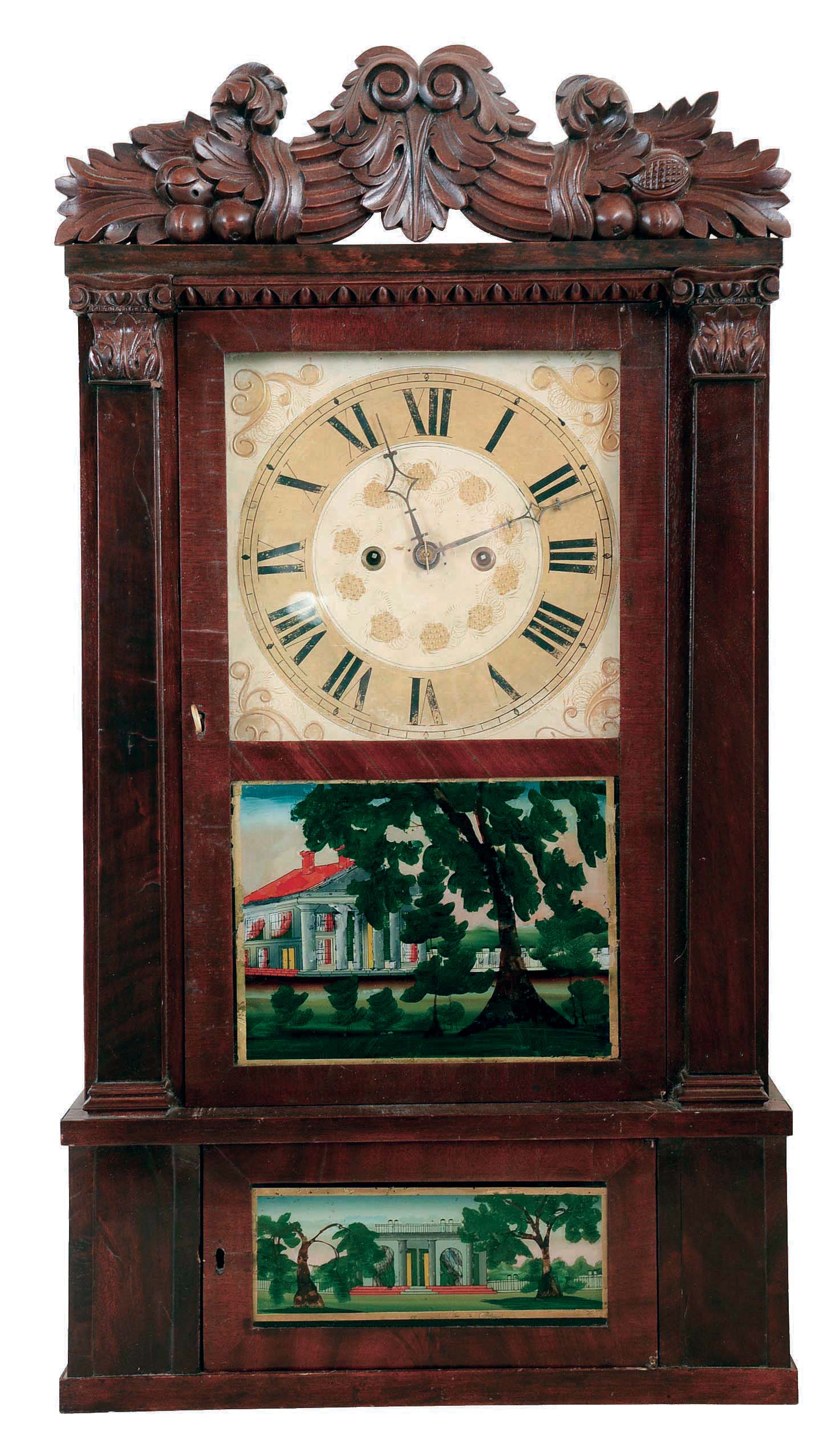 Ephraim Camp, Salem Bridge, Conn., 8 days, time and strike weight brass movement shelf clock. — Antique Clocks Price Guide