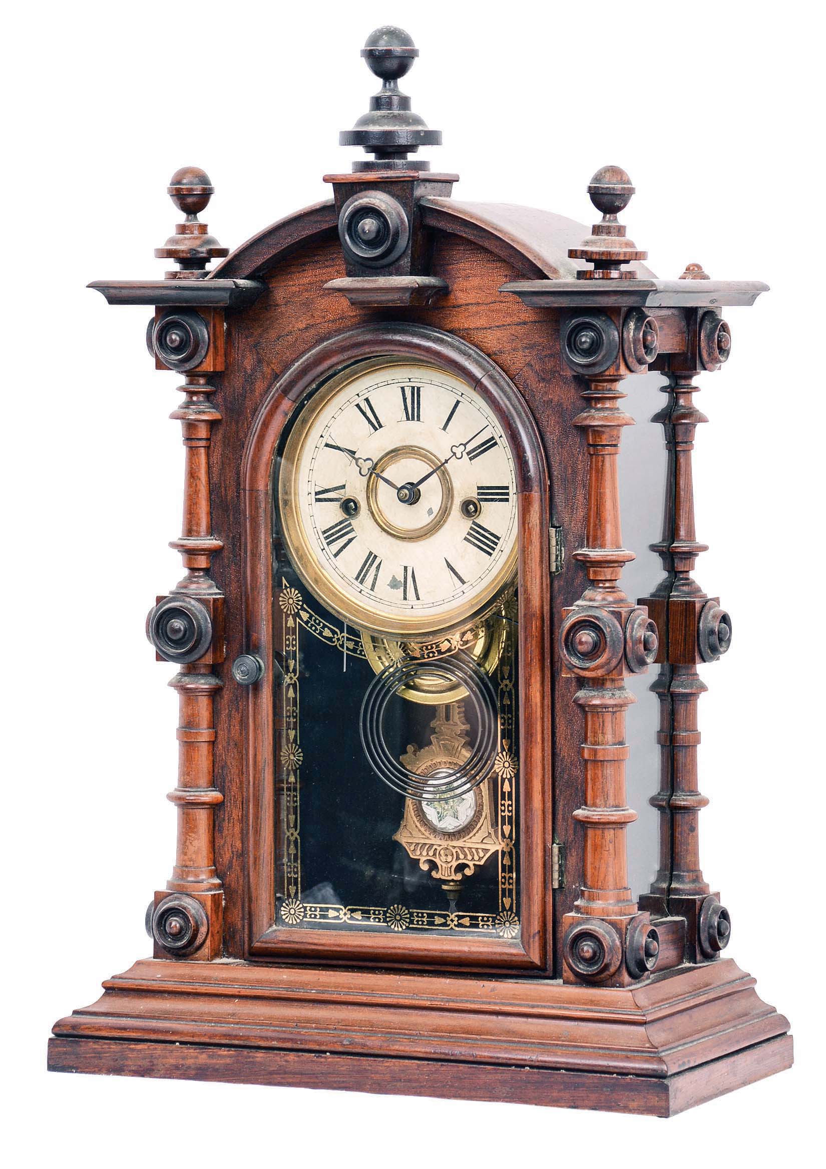 Welch, Spring &amp; Co., Forestville, Conn., "Patti VP" or "Patti No. 1", 8 day, time and strike brass spring movement shelf clock. — Antique Clocks Price Guide