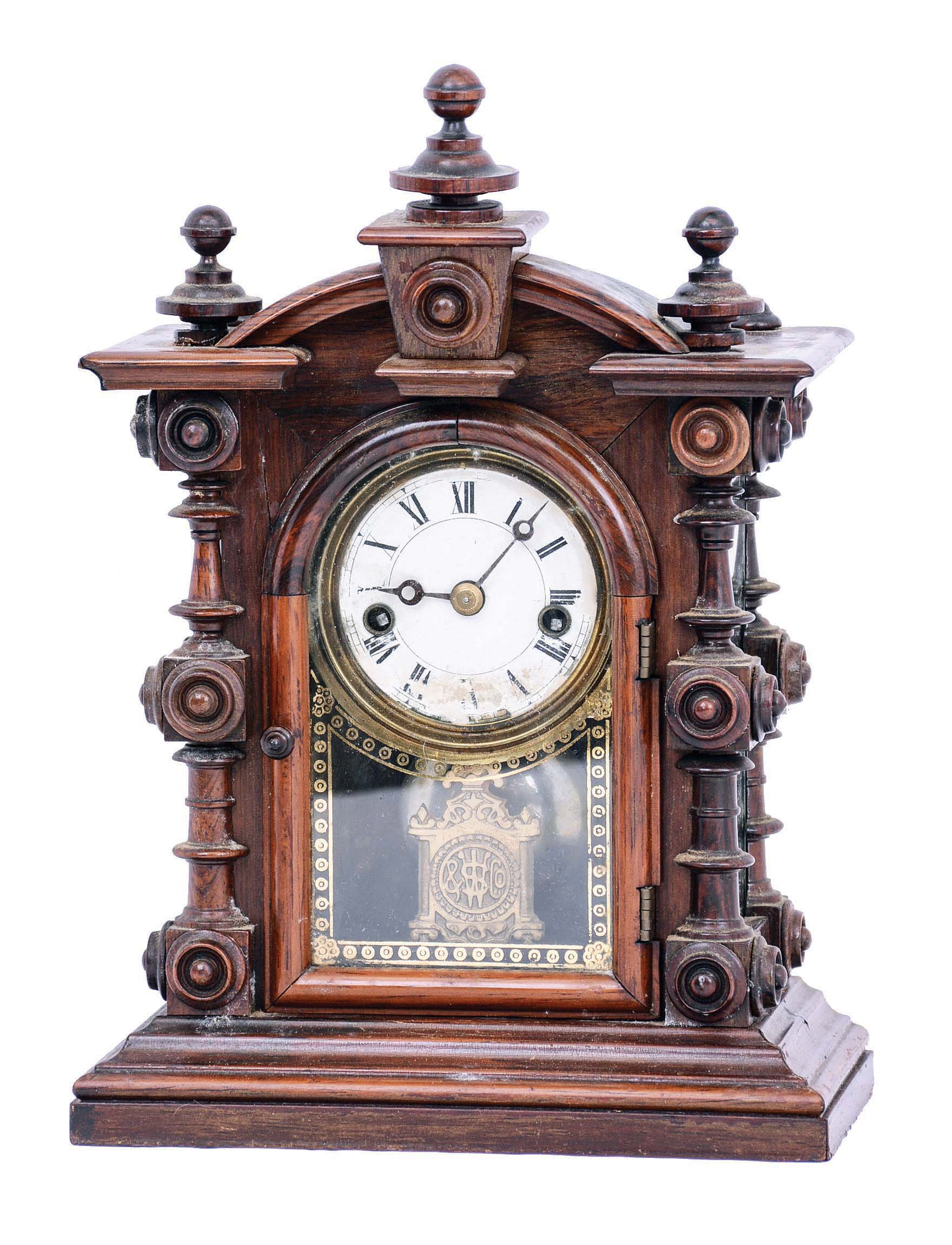 Welch, Spring &amp; Co., Forestville, Conn., "Patti V.P." or "Patti No. 2" also known as the "Baby Patti", 8 day, time and strike, spring brass movement shelf clock. — Antique Clocks Price Guide