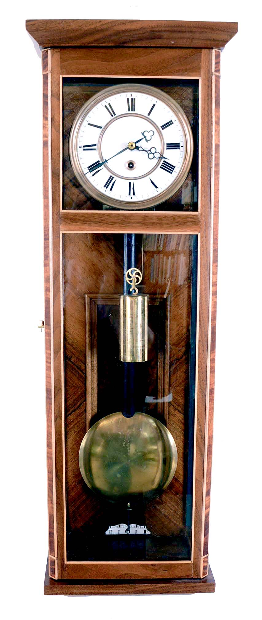 Leland Hurst, Centennial, CO, Handmade copy of small "Biedermeier" wall timepiece with period 8 day, weight brass movement. — Antique Clocks Price Guide