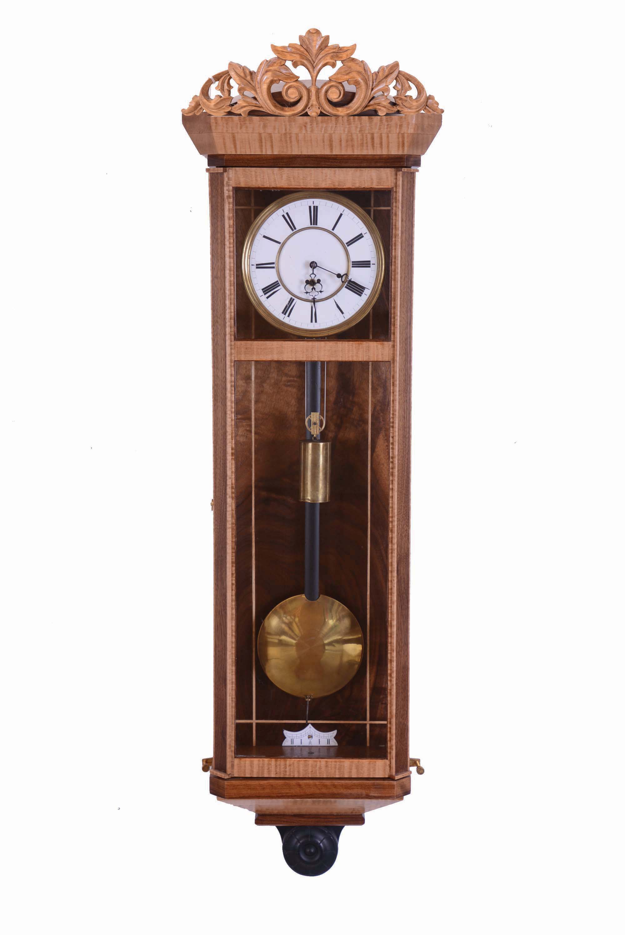 Leland Hurst, Centennial, CO, 8 day, weight brass movement Vienna regulator wall timepiece. — Antique Clocks Price Guide