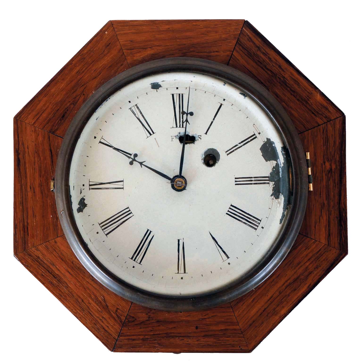 Terryville Manufacturing Co., Terryville, Conn., 30 hour, spring brass movement torsion pendulum octagon wall timepiece. — Antique Clocks Price Guide