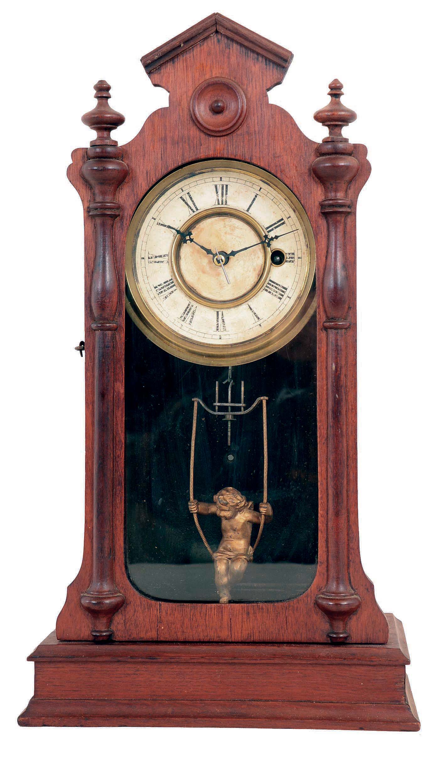 F. Kroeber Clock Co., New York, "Angel Swing No. 1", 8 day, spring driven brass movement timepiece. — Antique Clocks Price Guide