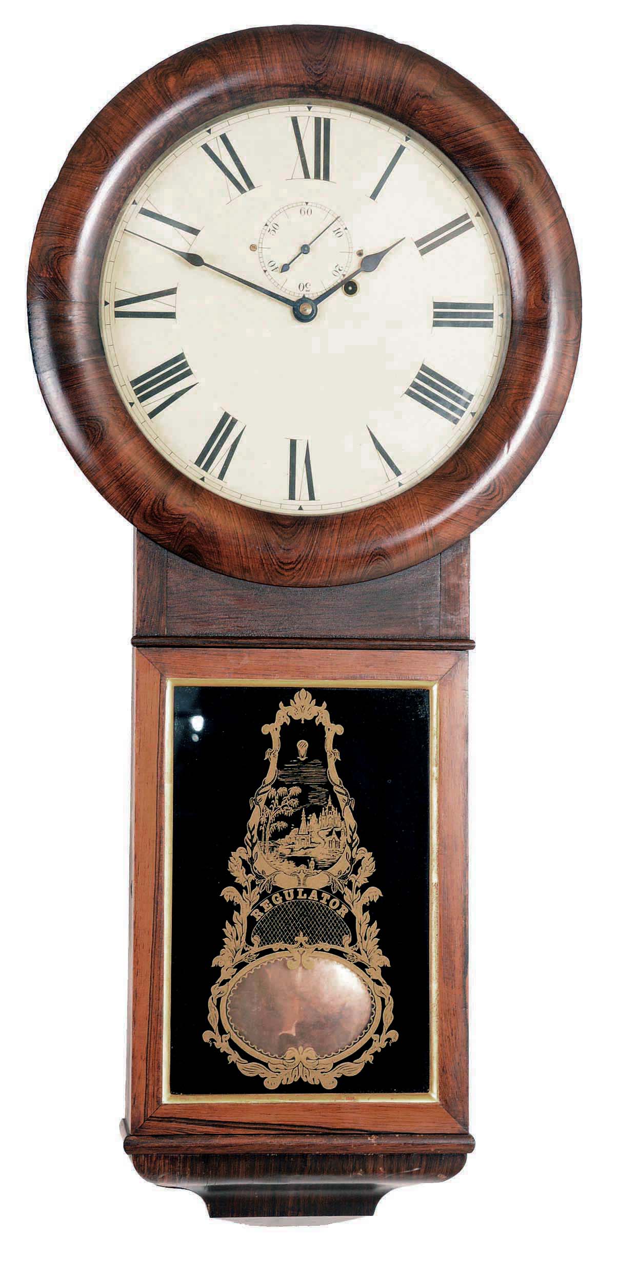 Seth Thomas Clock Co., Plymouth Hollow, Conn., "Regulator No. 1" with a weight driven 8 days timepiece movement in a rosewood veneered case. — Antique Clocks Price Guide