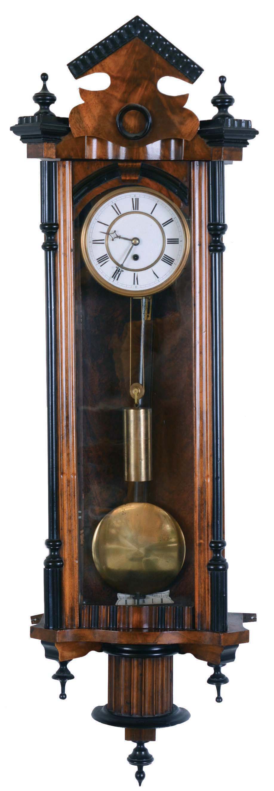 Gustav Becker, Freiburg, Germany, 8 day, weight brass movement miniature Vienna regulator timepiece. — Antique Clocks Price Guide