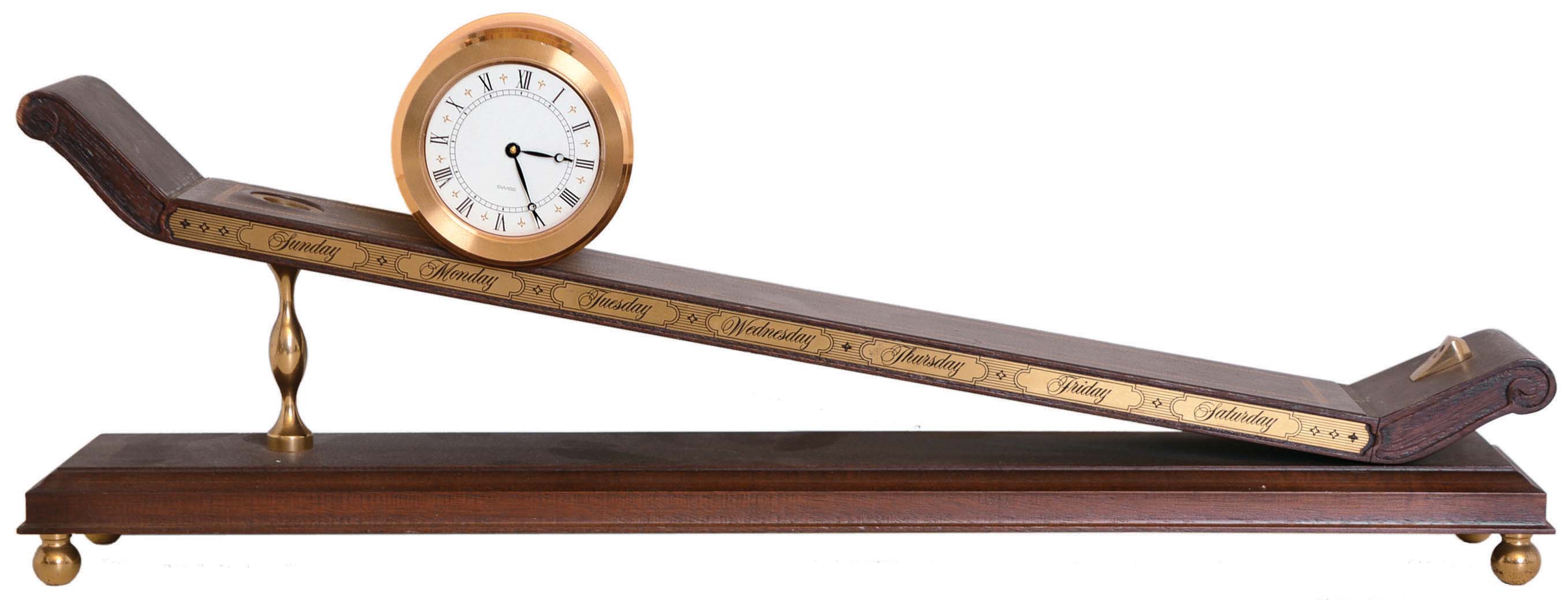 Swiss, Imhof, 8 day, spring brass lever movement inclined plane timepiece. — Antique Clocks Price Guide