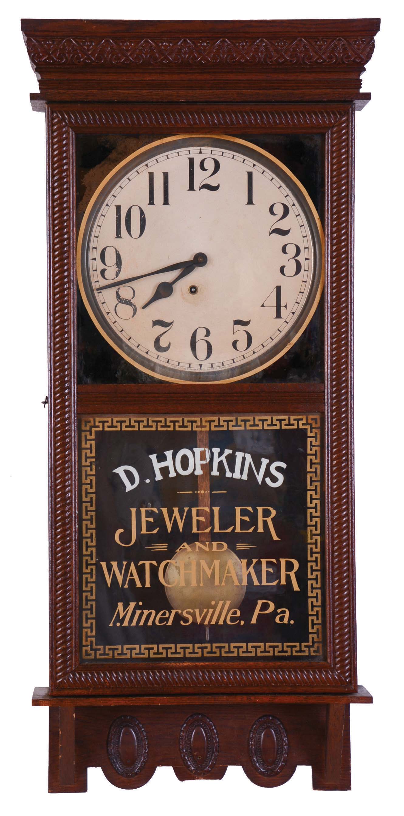 E. Ingraham &amp; Co., Bristol, Conn., "Northwestern", 8 day, spring brass movement regulator wall timepiece. — Antique Clocks Price Guide