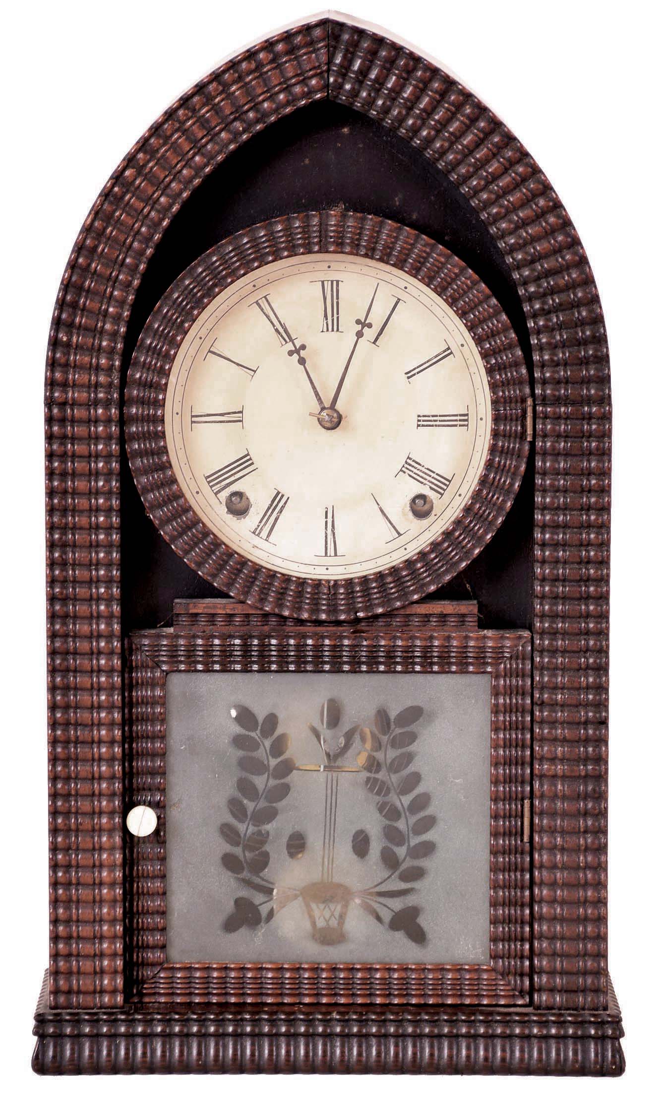 E. N. Welch at the old establishment of J. C. Brown, Bristol, Conn.,8 -day brass in ripple front round Gothic or "beehive" case. — Antique Clocks Price Guide