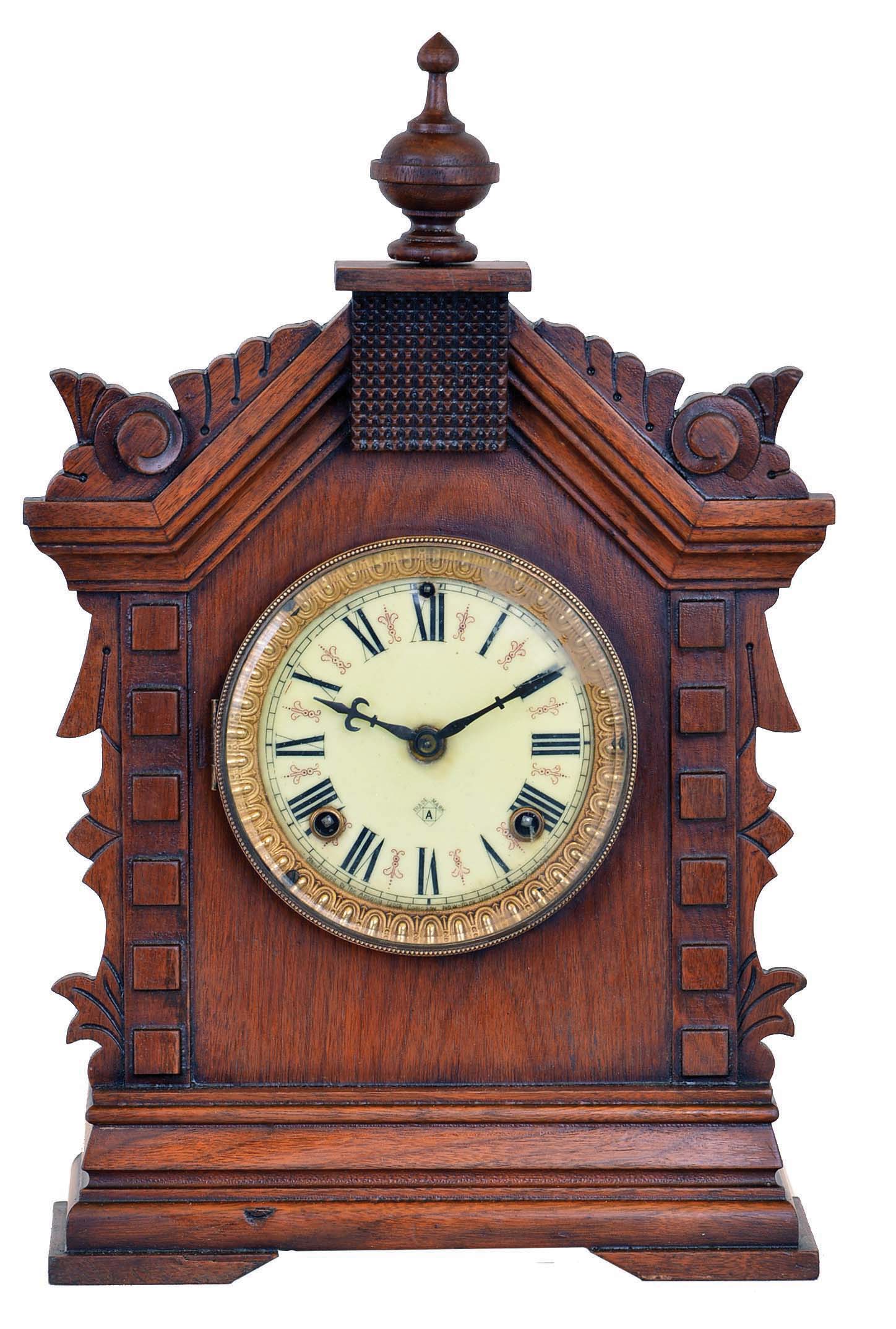 Ansonia Clock Co., New York, NY, "Toronto" model cabinet clock with 8 day time &amp; strike movement. — Antique Clocks Price Guide