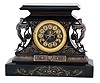 Ansonia Clock Co., New York, NY, "Rosalind" enameled iron 8 day time and strike mantel clock, visible escapement, c1904