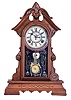 William L. Gilbert Clock Co., Winsted, Conn., "Lapwing", 8 day, time and strike spring brass movement with Professor Hayden's Lunar Calendar dial shelf clock, c1881.