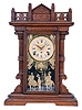 Francis E. Morse, Chicago, Illinois, 8 days, time and strike shelf clock with 1883 calendar mechanism patented by one Benjamin Franklin. Manufactured for Morse by E. N,. Welch Mfg. Co., Forestville, Conn., about 1885.