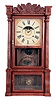 Birge, Mallory & Co., Bristol, Conn., Empire-style full column and carved splat shelf clock with weight driven 8 day time and strike movement in a mahogany case, c1840,