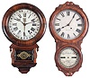 Clocks- 2 (Two) Calendar 8 day time and strike in rosewood veneer cases: Ansonia Brass & Copper "Drop Extra Calendar"; Seth Thomas Clock Co., Thomaston, Conn., "Office Calendar No. 4"; c1875