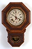 Clocks- 2 (Two): (1) E. Ingraham & Co., Bristol, Conn., "8-Inch Drop Octagon", 8 days, time and strike spring brass movement calendar clock. c1915 (2) New Haven Clock Co., New Haven, Conn., "Willis", 8 days, spring brass lever movement banjo timepiece. c1928