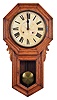 Clocks- 2 (Two): (1) Ansonia Clock Co., New York, NY, "Regulator B", 8 day, time and strike spring brass movement wall clock. c1901. (2) E. Ingraham & Co., Bristol, Conn., "Western Union", 8 days, spring brass movement wall timepiece. c1911