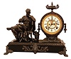 Ansonia Clock Co., New York, NY, "Philosopher" figure shelf clock with a spring driven 8 days time and half hour strike visible escapement movement.