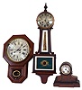 Clocks- 3 (Three) 8 day American wood: (1) New Haven "Waring" time and strike banjo, c1925; (2) Seth Thomas time and calendar drop octagon, c1920; (3) Seth Thomas Sons & Co., New York, model #500, 8 (or 15) day, time & strike mantel c1872.