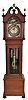 John J. Elliott, London, England for Schreve, Crump & Low Co., Boston, Mass., tall clock, 8 day, time, strike and Westminster chime on 5 signed Harrington tubes, three train brass weight driven movement in a mahogany case with full columns flanking broken arch hood with gilded wooden ball and spire finials, beveled glass in trunk door and front paw feet. The brass dial has pierced brass corner spandrels and dial center, silvered chapter ring with applied brass numerals, hour strike / silent and Westminster / silent selectors and moon phase dial