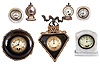 Clocks- 7 (Seven) European "beating heart" 30 hour small desk clocks from Switzerland, France, Germany,and Austria; two signed by Ralco and L.S. Mayer; early 20th century