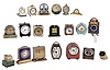 Clocks- 20 (Twenty) very small metal case desk clocks, mostly antique and vintage, some with marble and enamel. Maker names include Junghans, Zenith, Seth Thomas, Gruen, New Haven, Le Coultre, and several unsigned.