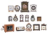 Clocks- 15 (Fifteen) Alarm in metal, wood and plastic cases, all wind-ups except for one GE plug-in electric, one with music box in base. Other names include Tiffany , Italora, Renzie, Ansonia, Waterbury, Gardier, Jaz, Bradley, Jaeger; all vintage