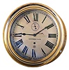 Seth Thomas Clock Co., Thomaston, Conn., brass hinged bezel 8 day time only engine room wall clock, 8 in dial also signed U.S. Gauge Co., NY