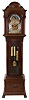 Herchede Clock Co., Cincinnati, Ohio, tall clock, retailed by Wm. J. Davis, Philadelphia, 8 days, time, strike and chime playing Westminster or Whittington on 9 marked Herschede Crown Symphony tubes, three brass weight driven, Germany stamped movement in a mahogany case with full columns flanking dial, beveled lower glass, paw feet and sunburst on base and hood. The brass dial has silvered chapter ring, second's bit, tune selector and strike / silent selection, applied cast and engraved dial center and spandrels and moon phase.