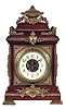 Germany, shelf clock, the mahogany case laden with a profusion of cast brass ornament, Arabic numeral white enamel dial, blued steel hands, 8 day, time and strike pendule a Paris movement, counting the hours on a gong