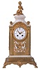 Vincenti & Cie, Paris, France for Black, Starr, New York, fancy crystal regulator mantel clock, 8 days, time and gong strike, spring driven movement in a marble case with beveled glass sides, ormolu trim and base with a pedastal top surmounted by a putto and flanked by clusters of grapes finials. The white enamel Arabic numeral dial has festoons of polychrome painted lowers.