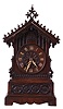 Johann Baptiste Beha, Germany, Black Forest, model "510", 8 days, time and strike wood plate fusee movement Gothic style shelf cuckoo clock.