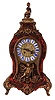 French Boulle Clock, 8 day, time & strike, spring driven movement in a Victorian faux tortoise shell case with applied decorations of cherubs, one sitting on a bill as a finial.