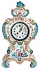 French, 8 days, time and strike spring brass movement large porcelain case mantel clock.