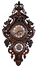 France, wall clock with barometer signed "Maison Wurtel E. Piefort Sucr a Paris", 8 days, time and strike, spring driven movement in an elaborately carved oak case featuring griffins, hanging fruit and surmounted by an urn with wooden dials on barometer and clock face with cartouche Roman numerals and barometric conditions.