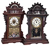 Clocks- 2 (Two): (1) Seth Thomas Clock Co., Thomaston, Conn., "Eclipse", 8 days, time and strike spring brass movement shelf clock. (2) Seth Thomas Clock Co., Thomaston, Conn., "Eclipse", 8 days, time, strike and alarm spring brass movement shelf clock.