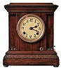 New Haven Clock Co., New Haven, Conn., scarce "Shirley" model with Wilcox patent chiming mantel clock.