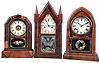 Clocks- 6 (Six) Connecticut shelf, time and strike: Terry & Andrews, Bristol, Conn., 30 hour steeple with Wm. B. Fenn tablet, c1848; E. N. Welch Mfg. Co, Forestville, Conn., 8 day "beehive", c1875; Gilbert "Citizen No. 19"; Ansonia 30 hour cottage; New Haven 8 day with alarm; New Haven 30 hour steeple;
