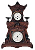 France, clock and barometer shelf clock, 8 days, time only, spring driven movement in a carved oak case with papered dials