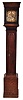 Unsigned, English, single handed tall clock, 30 hour, time and strike, single weight driven posted frame movement in a flat topped oak case with brass dial and silvered chapter ring and applied cast brass spandrels and engraved dial center.