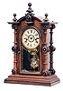 Welch, Spring & Co., Forestville, Conn., "Patti VP" or "Patti No. 1", 8 day, time and strike brass spring movement shelf clock.