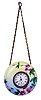 E. N. Welch Mfg. Co., Forestville, Conn., "Chatelaine" hanging clock with 30 hour backwind timepiece movement in a hand painted porcelain case.