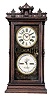 Ithaca Calendar Clock Co., Ithaca, NY, "Chronometer", 8 day, time and strike spring brass movement double dial calendar shelf clock.