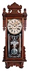 William L. Gilbert Clock Co., Winsted, Conn., "Thespian", 8 day, time and strike spring brass movement wall clock.