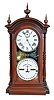 Seth Thomas Clock Co., Thomaston, Conn., "Fashion No. 4", 8 day, time and strike spring driven brass movement (with seconds bit) double dial calendar clock in a walnut case.
