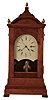 Leland Hurst, large bracket clock with remontoire, cherry case with pagoda top, acorn finials and lion mask handles, Roman numeral painted dial, black spade hands, and with sweep seconds, brass movement with spring powered remontoire, wound through the dial, which rewinds the weight at regular intervals, brass pendulum, late 20th century